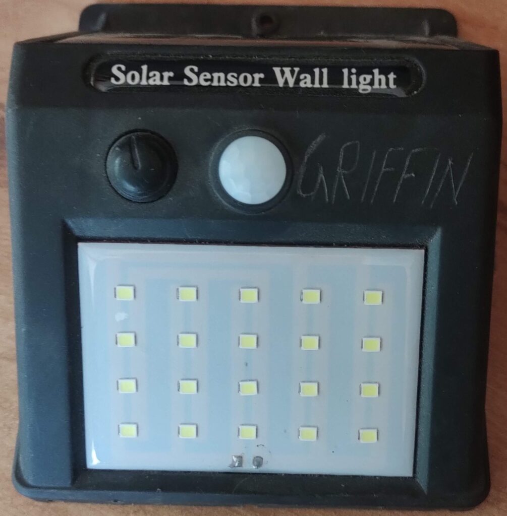 solar light with my name for identification