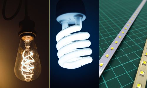 Incandescent, CFL, and LED lights