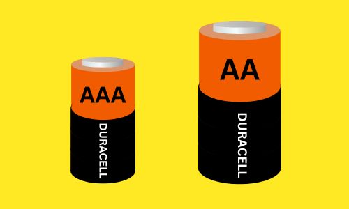 Duracell AA and AAA rechargeable batteries size comparison